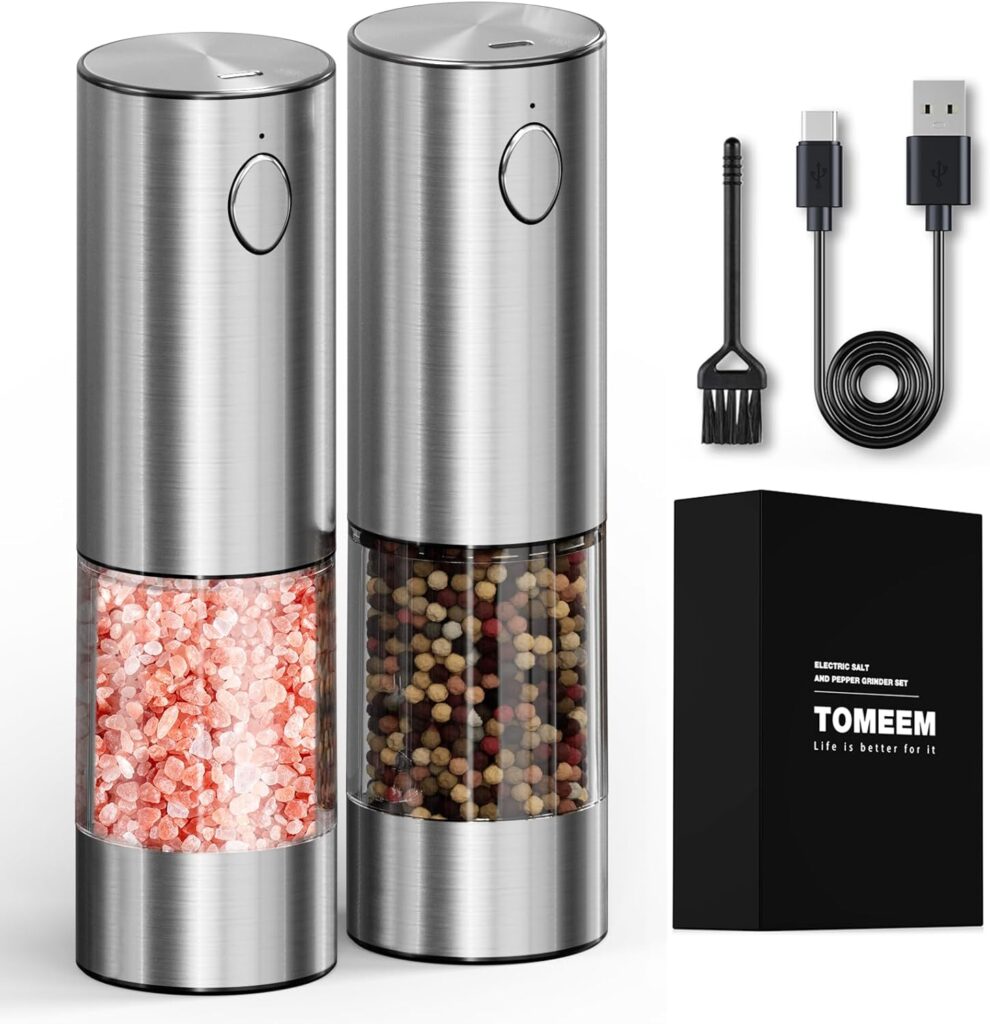 TOMEEM Electric Salt and Pepper Grinder Set USB Gadget-Graber